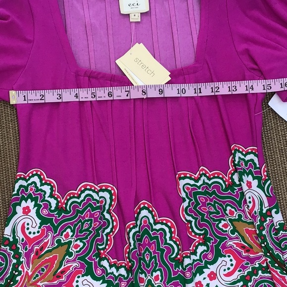 ECI Pink & Lilac Paisley Dress NWT Lord & Taylor 8 - Picture 9 of 14